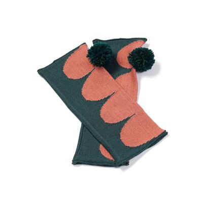 Pom Pom Leg/Wrist Warmer Olive/Dusty Pink