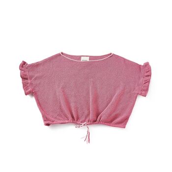 Crop Top Manches Volants Violet 1