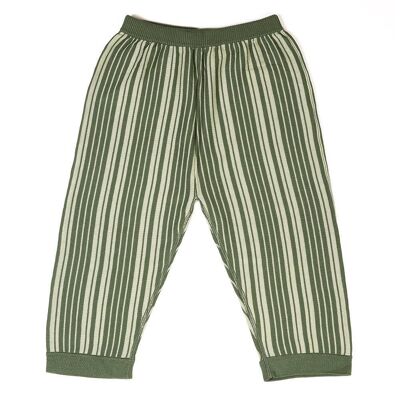 Pantaloni cropped a righe Verde Alga/Oliva