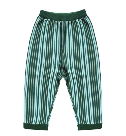 Stripe Cropped Trousers Sky/Seaweed Green