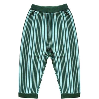 Stripe Cropped Trousers Sky/Seaweed Green