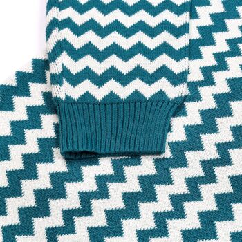 Tricot zigzag bleu sarcelle 2