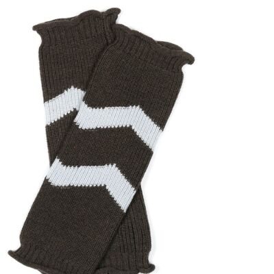 Zigzag Leg/Wrist Warmer Brown/Baby Blue