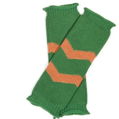 Zigzag Leg/Wrist Warmer Green/Apricot