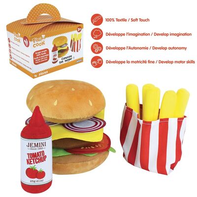 TINI COOK MY FIRST BURGER AND ACCESSORIES PLUSH 12CM