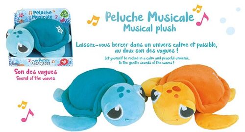 MA PETITE CARAPACE PELUCHE TORTUE MUSICALE 25CM 2 AST