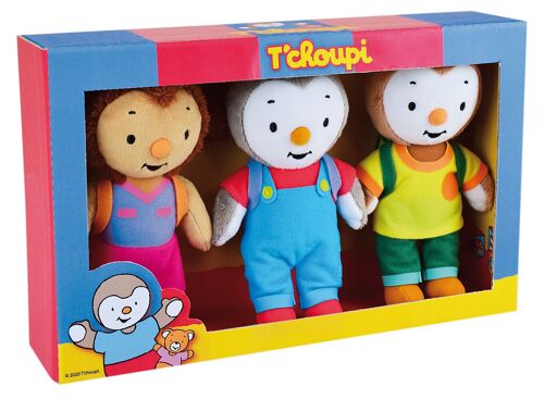 T'CHOUPI COFFRET 3 PELUCHES 18CM