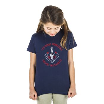 Tshirt navy les vraies princesses portent des baskets