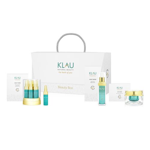 KLAU Beauty Box: 1 Day Cream 50 ml + 1 Night Serum 30 ml + 1 Beauty Bomb 7 ml x 6 pcs
