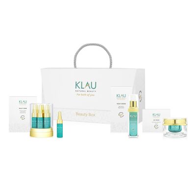 KLAU Beauty Box: 1 Tagescreme 50 ml + 1 Nachtserum 30 ml + 1 Beauty Bomb 7 ml x 6 Stk