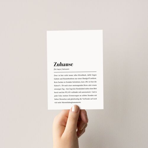 Zuhause Definition: Postkarte mit Spruch