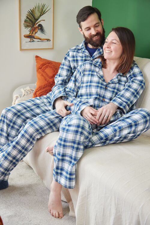 Lee Valley Flannel Men's Pyjamas - LV38 Douglas Blue Tartan
