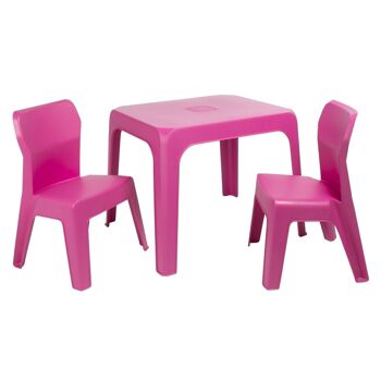 ENSEMBLE JAN FUCHSIA (TABLE + 2 CHAISES) VT20110 1