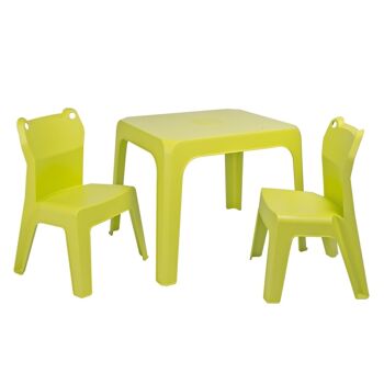 ENSEMBLE GRENOUILLE JAN VERT CITRON (TABLE + 2 CHAISES) VT20118 1