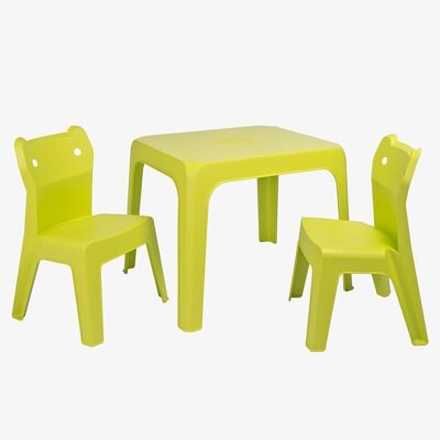 ENSEMBLE CHAT JAN VERT CITRON (TABLE + 2 CHAISES) VT20123