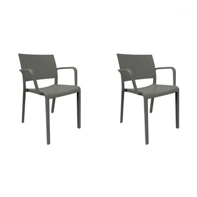 SET 2 CHAIR WITH ARMS NEW FIONA DARK GRAY VT21017
