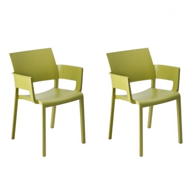 SET 2 FAUTEUIL AVEC ACCOUDOIRS FIONA VERT OLIVE VT21027