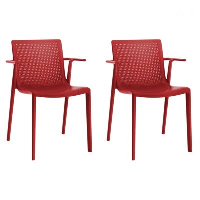 SET 2 CHAIR WITH ARMS BEEKAT RED VT21034