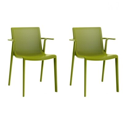 SET 2 CHAISE AVEC ACCOUDOIRS BEEKAT VERT OLIVE VT21035