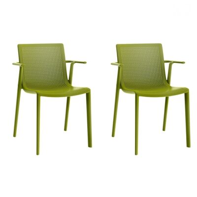SET 2 CHAIR WITH ARMS BEEKAT OLIVE GREEN VT21035