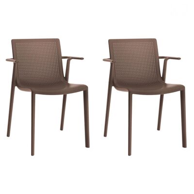 SET 2 CHAIR WITH ARMS BEEKAT CHOCOLATE VT21036