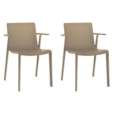 SET 2 CHAIR WITH ARMS BEEKAT SAND VT21037