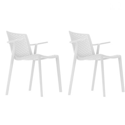 SET 2 CHAIR WITH ARMS NET-KAT WHITE VT21053