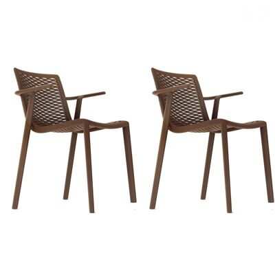 SET 2 SILLA CON BRAZOS NET-KAT CHOCOLATE VT21055