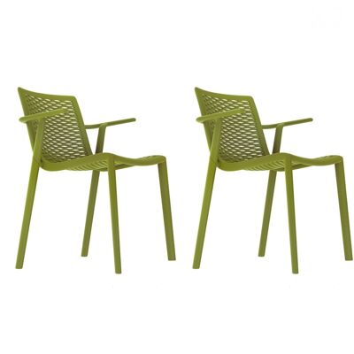 SET 2 CHAISE AVEC ACCOUDOIRS NET-KAT VERT OLIVE VT21056