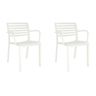 SET 2 CHAIR WITH ARMS LAMA WHITE VT21075
