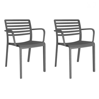 SET 2 SILLA CON BRAZOS LAMA GRIS OSCURO VT21076