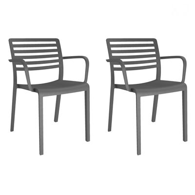 SET 2 CHAIR WITH ARMS LAMA DARK GRAY VT21076