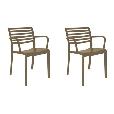 SET 2 CHAIR WITH ARMS LAMA CHOCOLATE VT21077