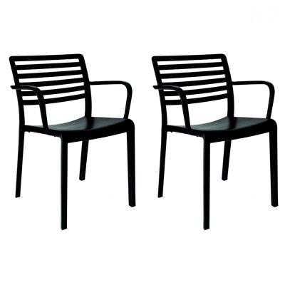 SET 2 CHAIR WITH ARMS LAMA BLACK VT21078