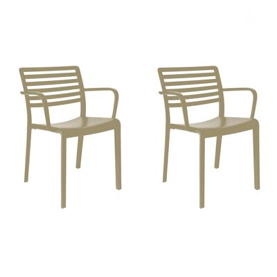 SET 2 CHAIR WITH ARMS LAMA SAND VT21079