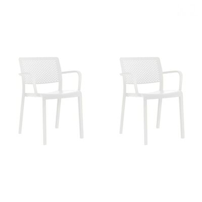 SET 2 CHAIR WITH ARMS WEFT WHITE VT21086