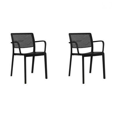 SET 2 CHAIR WITH ARMS WEFT BLACK VT21087