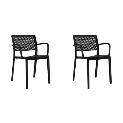 SET 2 SILLA CON BRAZOS TRAMA NEGRO VT21087