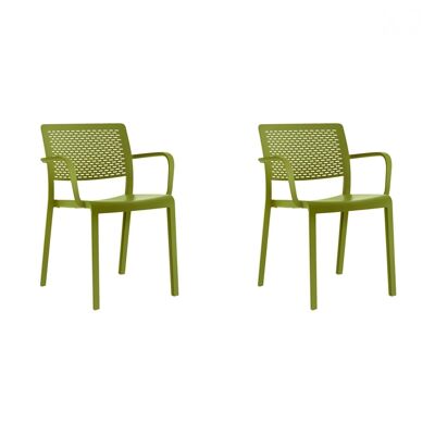 SET 2 CHAIR WITH ARMS WEFT OLIVE GREEN VT21089