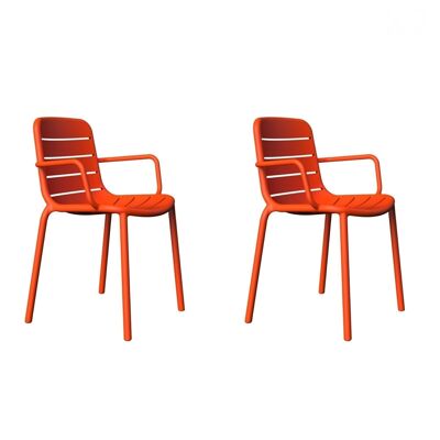 SET 2 GINA CHAIR WITH ARMS RED VT21097