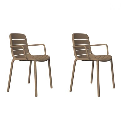 SET 2 GINA CHAIR WITH CHOCOLATE ARMS VT21098
