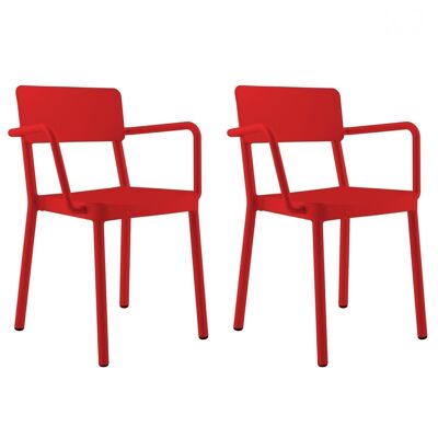 SET 2 LISBOA CHAIR WITH ARMS RED VT21109