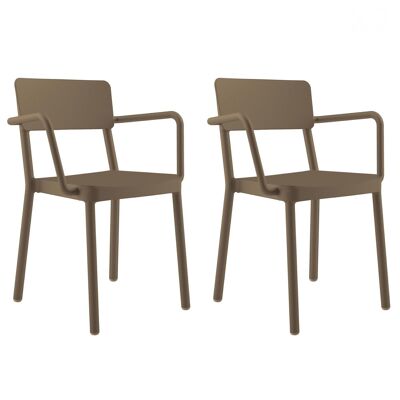 SET 2 SILLA LISBOA CON BRAZOS CHOCOLATE VT21111