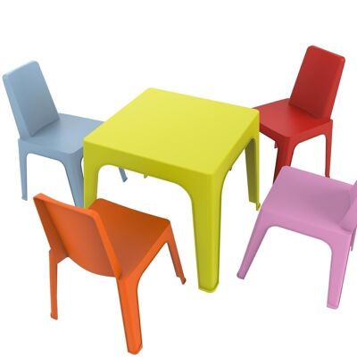 JULIETA SET 5 (LIME GREEN TABLE+4 RED/PINK/BLUE/ORANGE CHAIRS VT21169