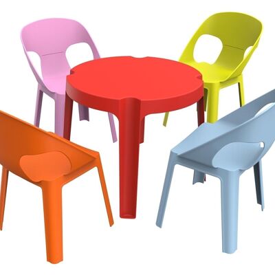 RITA SET 1 (RED TABLE+4 PINK/ORANGE/BLUE/LIME CHAIRS) VT21170
