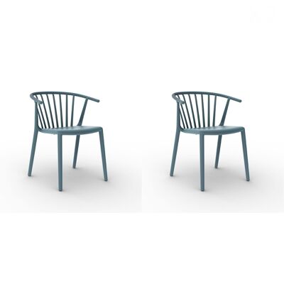 SET 2 RETRO BLUE WOODY CHAIR VT21189