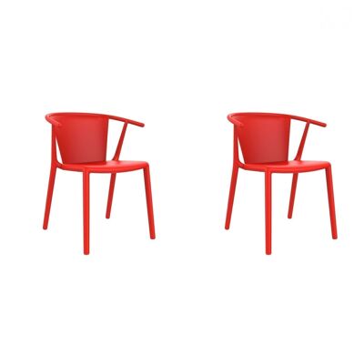 SET 2 RED STEELY CHAIR VT21196