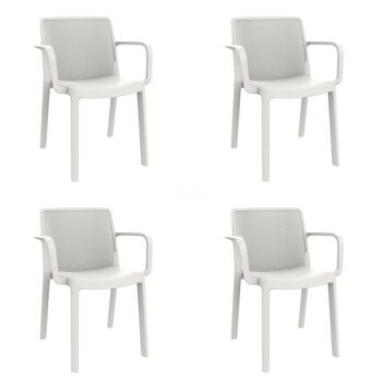 SET 4 CHAISE AVEC ACCOUDOIRS BLANC FRAIS VT21231 1