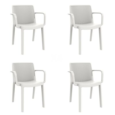 SET 4 CHAIR WITH ARMS FRESH WHITE VT21231