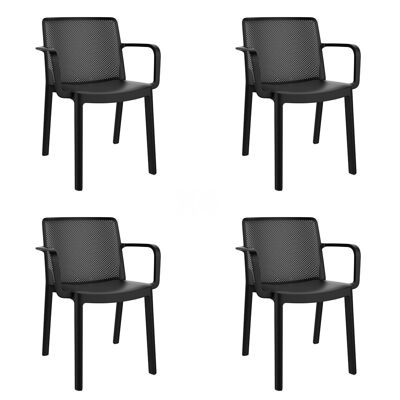 SET 4 CHAIR WITH ARMS FRESH BLACK VT21232